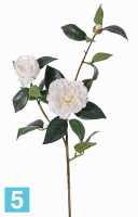 Искусственный цветок для декора Камелия 86h белая Sensitive Botanic (2 цветка, 1 бутон, 22 листа)