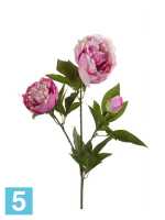 Искусственный цветок для декора Пион ветка 2 цветка 1 бутон 70см розовый в Москве