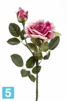 Искусственный цветок для декора роза с бутоном "Роби" 8dx47h розовый