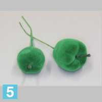 Яблоки искусственные, d-2.5/3.5, cм, зеленые, флокированные, 48 шт., на проволоке в #REGION_NAME_DECLINE_PP#