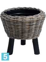 Кашпо Drypot rattan, круглое with, черное feet d-48 h-44 см в #REGION_NAME_DECLINE_PP#