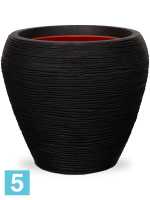 Кашпо Capi nature rib nl vase tapering, круглое, черное d-42 h-38 см в #REGION_NAME_DECLINE_PP#