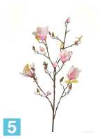 Искусственный цветок для декора Магнолия ветка цветущая розовая, 4 цветка 13 бутонов, h105 см в #REGION_NAME_DECLINE_PP#