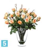 Композиция из искусственных цветов Розы светло-персиковыев стекл. вазе с водой 56 см TREEZ Collection в #REGION_NAME_DECLINE_PP#