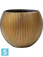 Кашпо Capi nature groove vase ball, черное, золотое d-17 h-14 см в #REGION_NAME_DECLINE_PP#